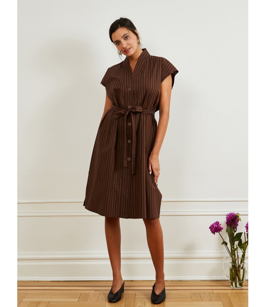 Clothing Loup | Brown Stripe Tina Dress