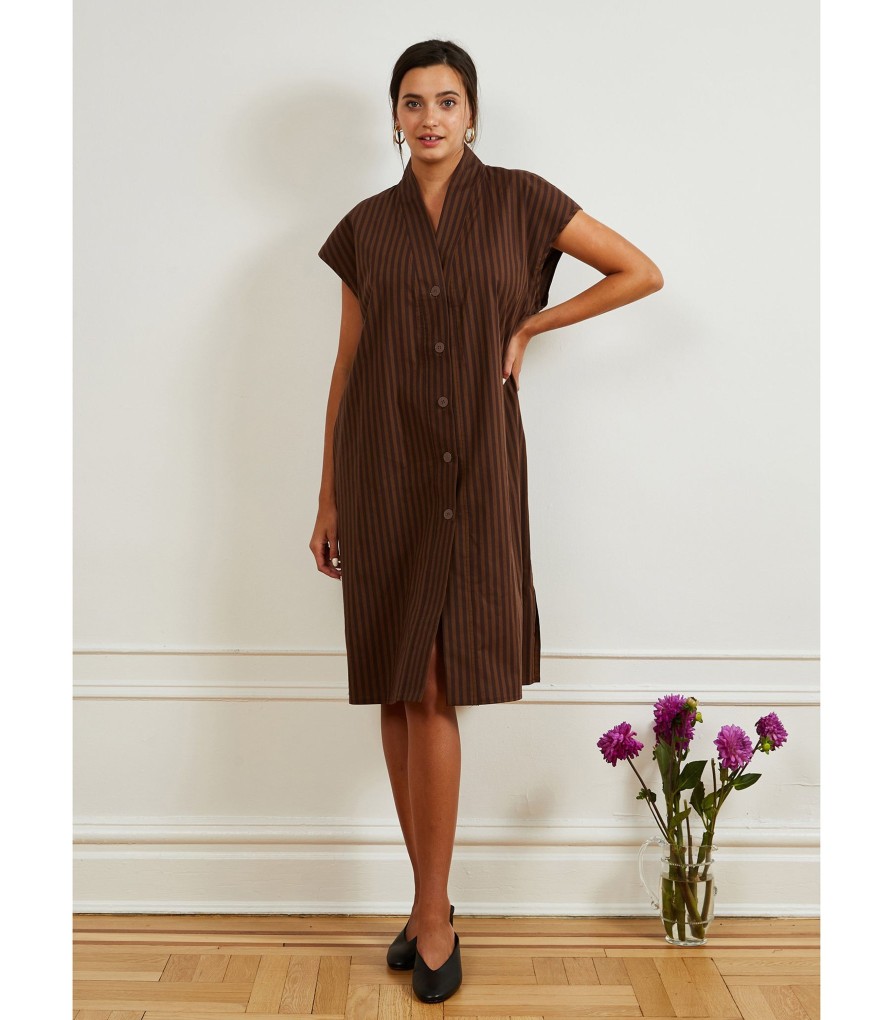 Clothing Loup | Brown Stripe Tina Dress