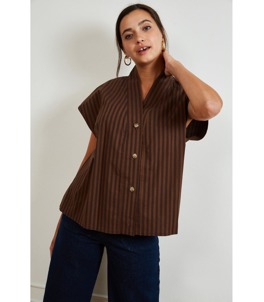 Clothing Loup | Brown Stripe Sienna Top