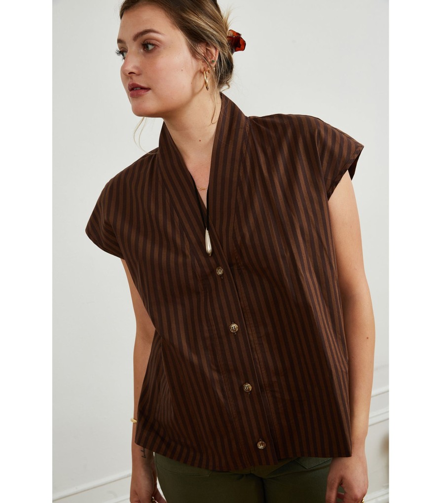 Clothing Loup | Brown Stripe Sienna Top